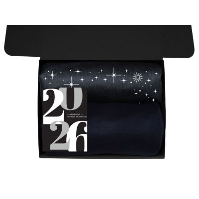 Подарочный набор с палантином и термокружкой, черный-2