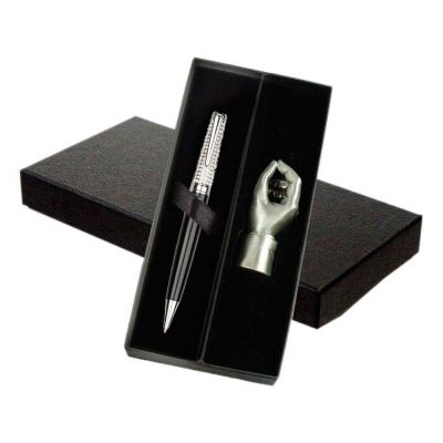 Набор William Lloyd : ручка шариковая и подставка, черный/серебристый-2