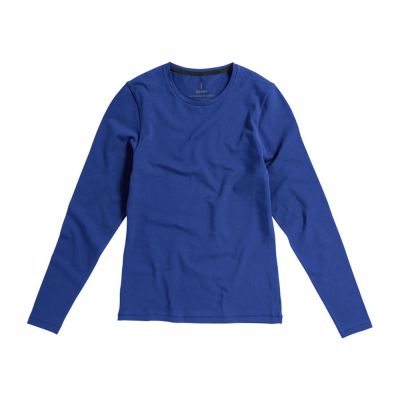 Ponoka женская футболка из органического хлопка, длинный рукав, синий-7