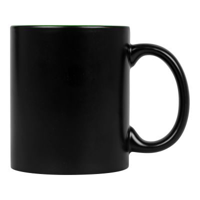 Кружка с покрытием для гравировки Subcolor BLK, черный/зеленое яблоко-2