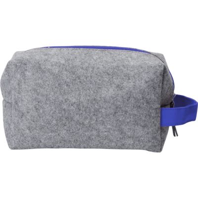 Косметичка из РПЕТ фетра с ручкой Felt, серый с синим-3