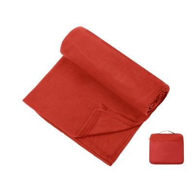 Плед для путешествий Flight в чехле с ручкой и карманом, красный-0