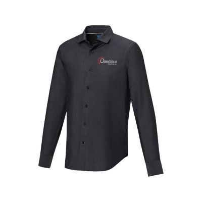 Cuprite Мужская рубашка с длинным рукавом, изготовленная из натуральных материалов, которые отвечают стандарту GOTS - сплошной черный-5