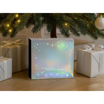 Подарочная коробка с голографическим шубером Aurora, L, вн. размер 260х260х100 мм.-5