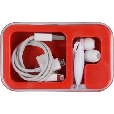 Наушники Марсель с набором переходников, красный-3