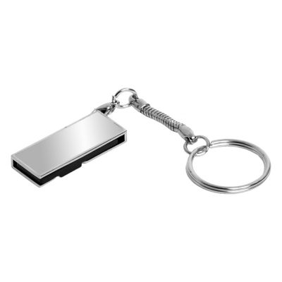 Флешка с мини чипом, поворотный механизм, зеркальное покрытие, 32 Гб, серебристый-0