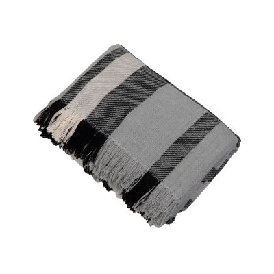 Плед Liner с бахромой, 140*205 см., серый с черным-3