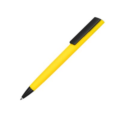 Ручка пластиковая soft-touch шариковая Taper, желтый/черный-0