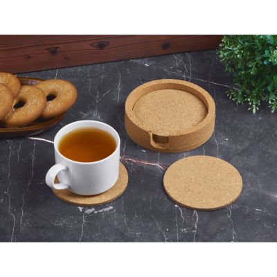 Набор костеров из пробки на подставке из пробки Krock-8