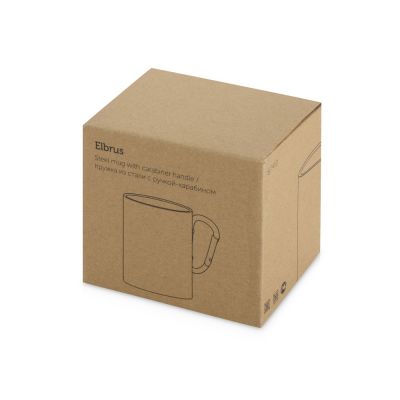 Стальная кружка Elbrus с двойными стенками и ручкой-карабином, 300 мл (глянц), серебристый-4