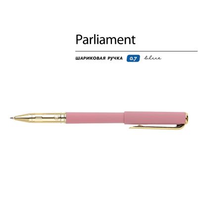 Ручка пластиковая шариковая Parliament, 0,7 мм, синие чернила, розовый/золотистый-1