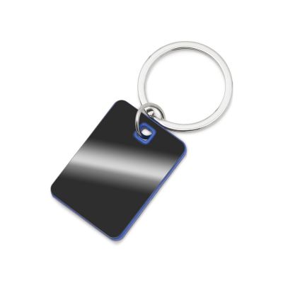 Металлический брелок с пластиковой цветной вставкой SteelPop Rct, серебристый с синим-0