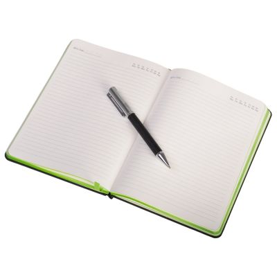 Бизнес блокнот Bossy с ручкой, черный и зеленое яблоко-4
