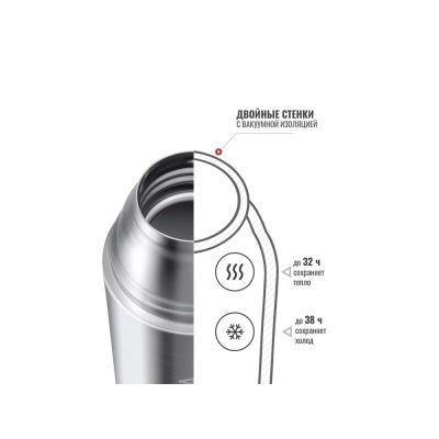 Термос Relaxika 102, 2 чашки, 1000 мл, стальной-12