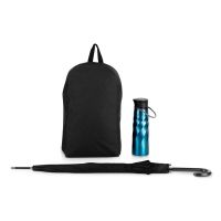 Подарочный набор с бутылкой для воды, зонтом и рюкзаком  Water element , синий