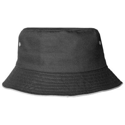 Панама с контрастной окантовкой , темно-серый/белый-1