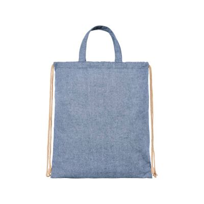 Рюкзак со шнурком Pheebs из 210 г/м2 переработанного хлопка, синий меланж-1