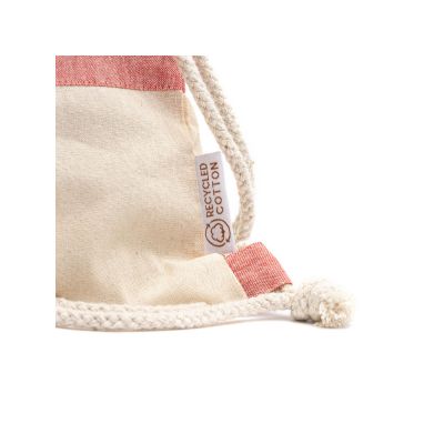 Рюкзак-мешок LUANDA из переработанного хлопка, натуральный/красный-1