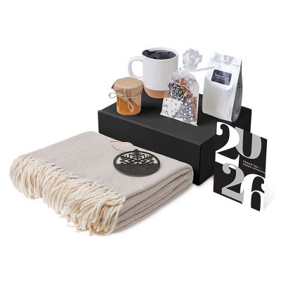 Подарочный набор c пледом, кружкой и вареньем, белый-1