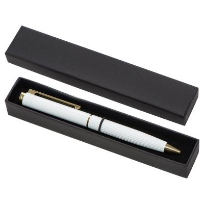 Шариковая металлическая ручка с золотистым слоем Monarch Gold, белая-1