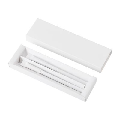 Набор из ручки и вечного карандаша из переработанной бумаги Recycled Duo, белый-1