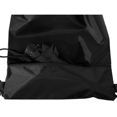 Зонт Picau из переработанного пластика в сумочке, черный-10