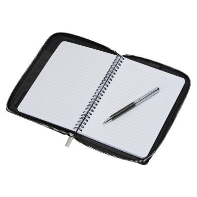 Бизнес-блокнот на молнии А5 Fabrizio с RFID защитой и ручкой, черный-2