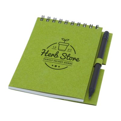 Блокнот Luciano Eco на пружине, с карандашом, маленький, зеленый-4