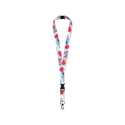 Ланъярд 2 см под сублимацию с карабином, межуровневым замком и замком обрыва, черный-2