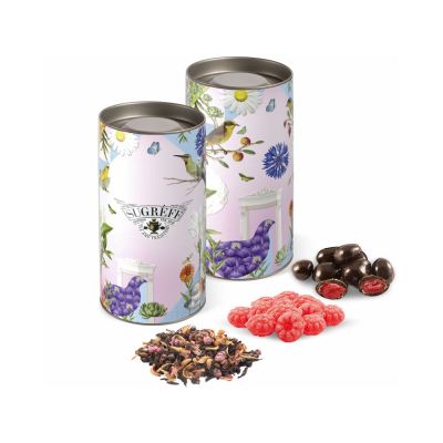 Подарочный набор с чаем, леденцами и вишней в шоколаде в тубусе-0