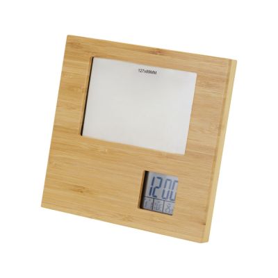 Бамбуковая фоторамка Sasa с метеостанцией, натуральный-0