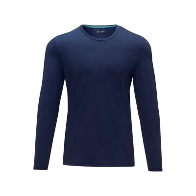 Ponoka мужская футболка из органического хлопка, длинный рукав, темно-синий-1