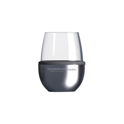 Тумблер для вина WINE KUZIE, серебристый-1