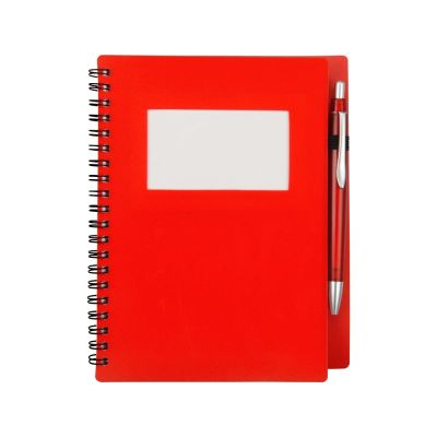 Блокнот Контакт с ручкой, красный-3