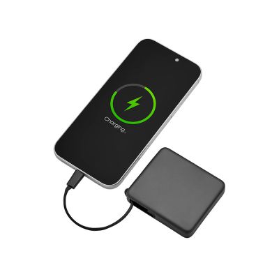Внешний аккумулятор со встроенным кабелем USB-C Дэнси, 5000 мАч, черный-2