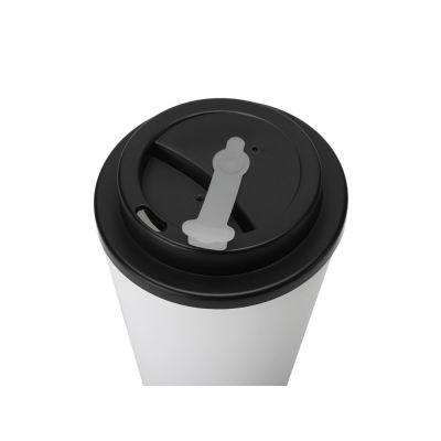 Пластиковый стакан Take away с двойными стенками и крышкой с силиконовым клапаном, 350 мл, белый/черный-2