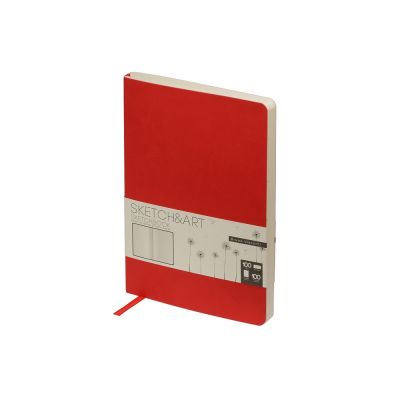 Скетчбук Sketch & Art в мягком переплете 140х210 мм, 100 л. бежевой бумаги 100 гр., красный-0