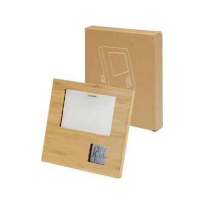 Бамбуковая фоторамка Sasa с метеостанцией, натуральный-3