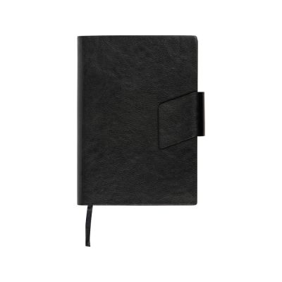 Бизнес блокнот А5 Monoi с клапаном, твердая обложка, 128 листов, черный-1