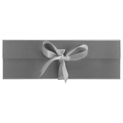 Коробка разборная на магнитах с лентами, серебристый-4