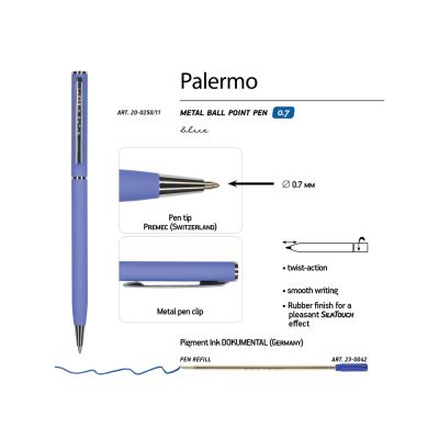 Ручка шариковая автоматическая BrunoVisconti® PALERMO цвет корпуса фиолетовый, soft-touch, 0.7 мм-2