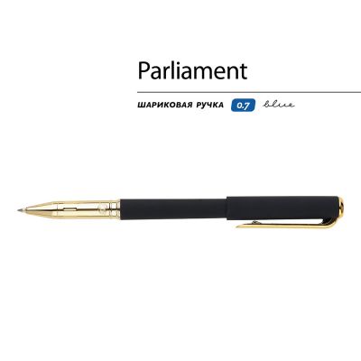 Ручка пластиковая шариковая Parliament, 0,7 мм, синие чернила, черный/золотистый-1