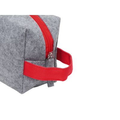 Органайзер для электроники и проводов Felt из RPET-фетра с ручкой, серый с красным-6