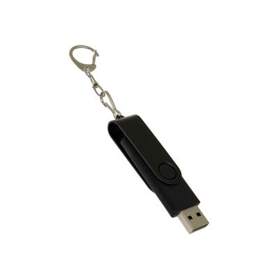 USB-флешка на 32 Гб 2 в 1 поворотный механизм, c дополнительным разъемом Type-C с одноцветным металлическим клипом, черный-2