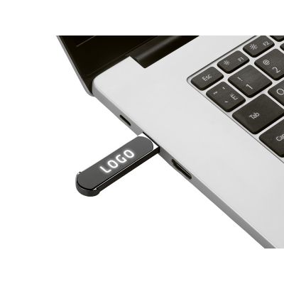 Металлическая ручка с флешкой на 16 Гб и светящимся логотипом Patronus, матовая черная-7