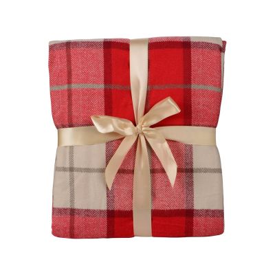 Плед акриловый в клетку Tartan, красный-2