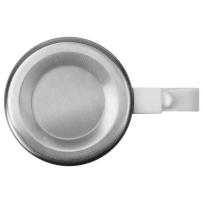 Стальная кружка Climber с пластиковой ручкой, серебристый/белый-3