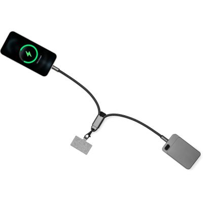 Ремешок-держатель для телефона с зарядным кабелем USB-C - USB-C Lany Wristband Charge Eco, серый-12