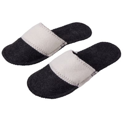 Тапочки белые/серые с отворотом без вышивки-0