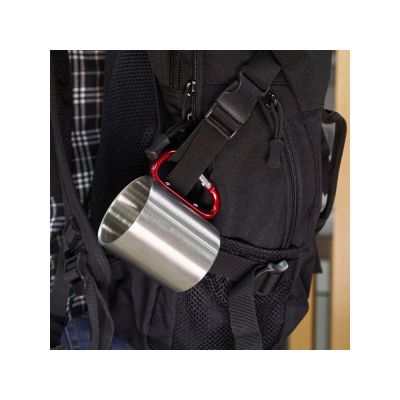 Кружка GUAYA с ручкой карабином, 230 мл, серебристый/красный-3